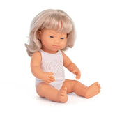Baby Doll Caucasian Blond girl W/Down Syndrome, 38cm - Koko-Kamel.com